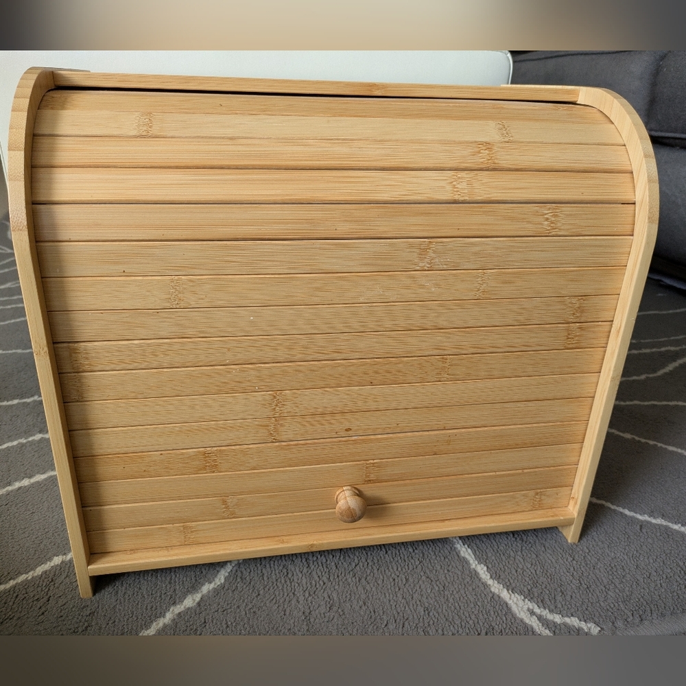 Bamboo Tall 2 Tier Roll Top Bread Box